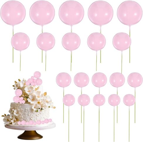 20 Pcs Ball Cake Topper, Gold Balls for Cake Decorating Cake Toppers Happy Birthday DIY Cake Insert Topper Ball Cake Picks for Wedding Anniversary Birthday Cake Decorations (4 Sizes) in Saudi Arabia