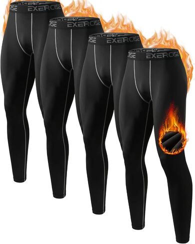 Men’s Thermal Compression Fleece Lined Pants Athletic Leggings Baselayer Cold Weather Workout Sports Running Tights in Kuwait