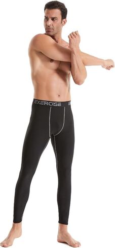 Men’s Thermal Compression Fleece Lined Pants Athletic Leggings Baselayer Cold Weather Workout Sports Running Tights in Kuwait