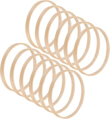 M METERXITY 12 Pack Wooden Bamboo Floral Hoop-3 Inch Craft Wooden Wreath Rings, Apply to DIY Wedding Wreath Decor/Macrame Dreamcatcher/Wall Hanging Crafts (Wooden) in Saudi Arabia