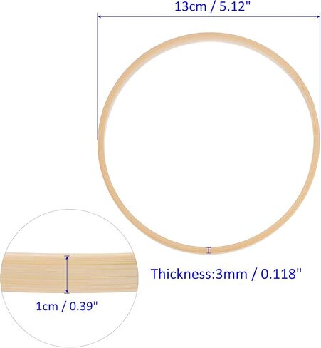 M METERXITY 12 Pack Wooden Bamboo Floral Hoop-3 Inch Craft Wooden Wreath Rings, Apply to DIY Wedding Wreath Decor/Macrame Dreamcatcher/Wall Hanging Crafts (Wooden) in Saudi Arabia