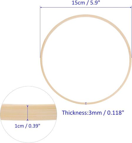 M METERXITY 12 Pack Wooden Bamboo Floral Hoop-3 Inch Craft Wooden Wreath Rings, Apply to DIY Wedding Wreath Decor/Macrame Dreamcatcher/Wall Hanging Crafts (Wooden) in Saudi Arabia
