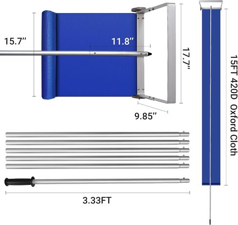 Snow Roof Rake, 20FT Adjustable Aluminum Roof Snow Removal Tool, Two 3'' Wheels & 15FT 420D Oxford Cloth, Sturdy Cutting Frame with Premium Quality Materials, Anti-Slip Handle, Lightweight. in Saudi Arabia
