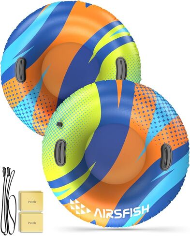 أنبوب ثلج مع مقود قابل للقطر، عبوتين من AirsFish زلاجات ثلجية قابلة للنفخ لتغطية شديدة التحمل، أنابيب تزلج مصنوعة من مادة مقاومة للاهتراء ومضادة للتجمد للرياضات الشتوية in Saudi Arabia