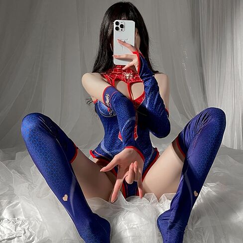 Superhero anime lingerie cosplay costume party high neck jumpsuit women's jumpsuit in Saudi Arabia