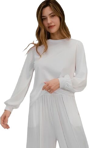 Lunya Organic Pima Long Sleeve Tops for Women - Soft Organic Pima Cotton Long Sleeve Women Tee - Versatile Organic Clothing in Saudi Arabia