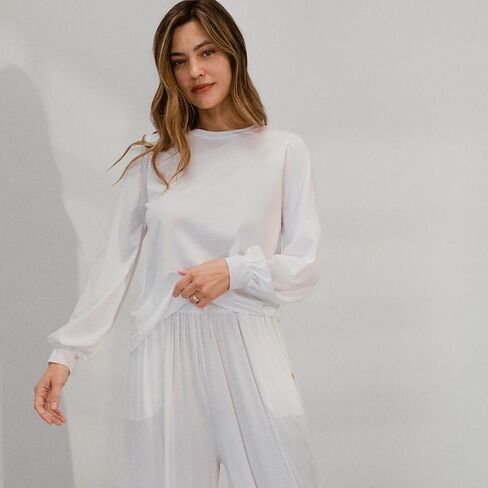 Lunya Organic Pima Long Sleeve Tops for Women - Soft Organic Pima Cotton Long Sleeve Women Tee - Versatile Organic Clothing in Saudi Arabia