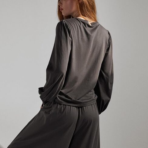 Lunya Organic Pima Long Sleeve Tops for Women - Soft Organic Pima Cotton Long Sleeve Women Tee - Versatile Organic Clothing in Saudi Arabia