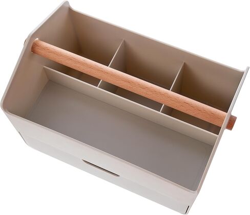 سلة كبيرة محمولة بمقبض، حقيبة تخزين بلاستيكية لتنظيم الأعمال اليدوية مع مقسمة قابلة للتعديل لمستلزمات فن المكياج، والخياطة، وحامل فرشاة رسم قلم رصاص ملون (رمادي) in Kuwait