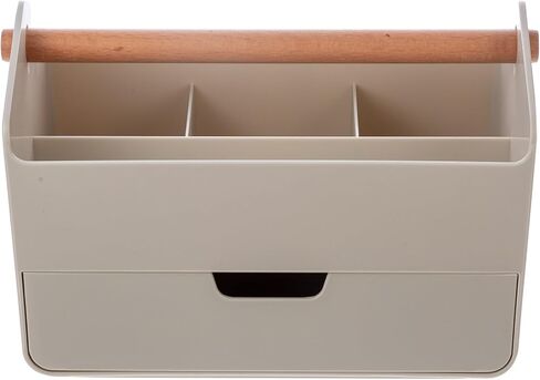 سلة كبيرة محمولة بمقبض، حقيبة تخزين بلاستيكية لتنظيم الأعمال اليدوية مع مقسمة قابلة للتعديل لمستلزمات فن المكياج، والخياطة، وحامل فرشاة رسم قلم رصاص ملون (رمادي) in Kuwait