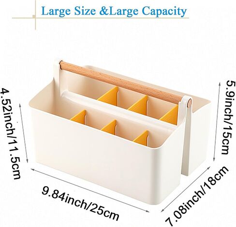 Large Portable Basket with Handle, Plastic Craft Storage Organizer Caddy Tote with Adjustable Divided for Makeup Art Supplies, Sewing, Colored Pencil Pen Painting Brush Holder (grey) in Saudi Arabia