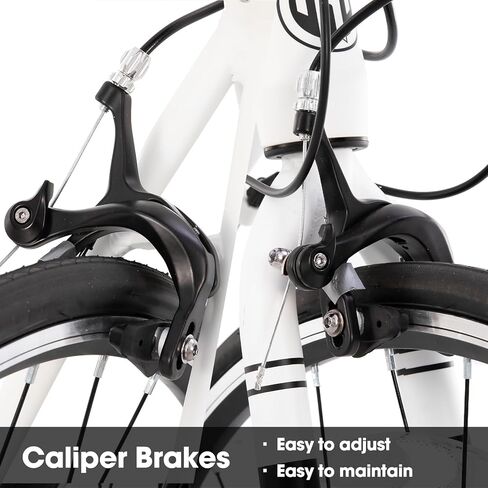 دراجة الطريق HH HILAND 700C، دراجة رياضية ذات 14 سرعة، إطار من الألومنيوم خفيف الوزن، دراجة سباق للرجال والنساء البالغين إطار أبيض 49 سم in Kuwait