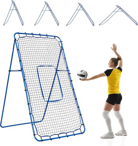 7x4FT Volleyball Rebounder Net, Baseball Lacrosse Rebounder Pitchback Net with 2 x 6-Angle Quick Adjustments, Target Ribbon for Precision, Easy Quick Setup,Ideal for Softball,Soccer and Sport Training in Kuwait