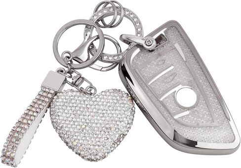 Compatiable with BMW key fob cover with Diamond Bling Keychain, Car Accessories Key holder Shell Compatiable with BMW X1 X2 X3 X5 X6 X7 GT and Series 2 3 4 5 6 7 8,Gold Pink in Saudi Arabia