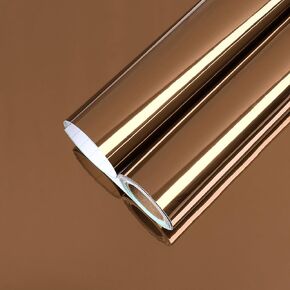 CHIHUT Self Adhesive Mirror Reflective Wall Sticker Rose Gold Mirror Wall Paper Peel and Stick Wallpaper Modern Non-Glass Flexible Mirror Stickers for Walls Cabinets Dresser Dishwasher 12"x100"