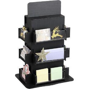Sticker Display, 3 Tier Sticker Display Stand for Vendors, 4-Sided Sticker Holder, Wood Card Display Stand, 360 Degree Sticker Display Stand for Stickers, Craft Show, Hallmark, Coasters in Saudi Arabia