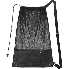 NATURAL STYLE Large Mesh Swim Beach Bag, Mesh Drawstring Gym Bag for Athletic Gym Sports Gear Workout Storge Beach Swiming