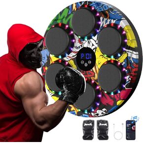 Music Boxing Machine,Boxing Machine Wall Mounted,Music Punching Machine,Smart Bluetooth Beat Boxing Trainer with Gloves,Electronic Boxing Target Workout Equipment for Adults Home,Indoor,Gym