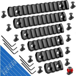 Single Picatinny Polymer Accessory Rail Set for 3 5 7 9 11 13 Slots with 13 T-Nuts & Screws, 6 Allen Wrench- Rounded Corner