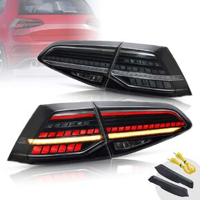 VLAND LED Tail Lights Assembly Compatible for Golf7 MK7 Golf7.5 TDI & TSI 2014-2020 with Sequential Turn Sinal Rear Lamp Assembly, (Not for GTI/R)
