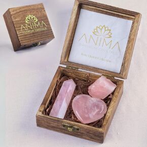 Premium Healing Crystals Gift Box - 7 Chakras Crystals Set in Elegant Wooden Box - Natural Raw Crystals for Healing, Meditation, Protection and Empowerment with Guide Booklet Included
