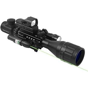 Fetch Falcon 4-16x50 AOEG Rifle Scope Combo(Green Light Sighting Scope, Flashlight, Dual Ring Mount) Reticle Red Dot Sight(4-16X50 AOEG)