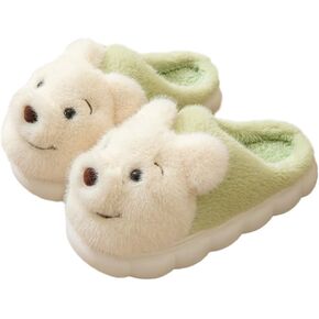 ELONEL Women's Cute Animal Bear Slippers Soft and Comfortable Men's Plush Home Slippers Warm Winter Indoor Slippers