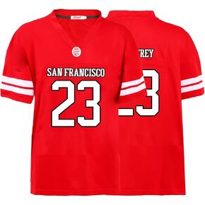 Custom Mens/Youth Football Stitched T-Shirt for Sports Fan Red/White No Brand/Logos