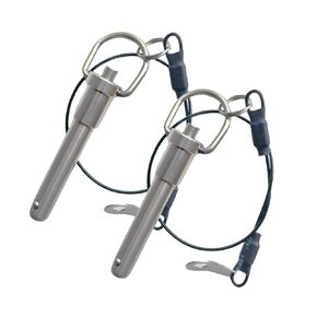2pcs stainless steel ring quick release pin, Grip button lock pin ball lock pin with safety rope (Dia:1/4, L:1-1/2in), sliver