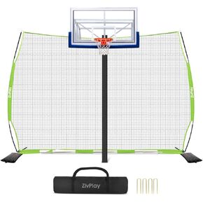 Basketball Net Catcher Basketball Backstop Net Basketball Barrier Nets for Backyard 12 x 10 ft Rebounder to Guard Rebound and Return Basketball with Sand Bags and Carry Bag