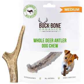 Buck Bone Organics Dog Chews, Deer Antlers for Dogs, Long Lasting Dog Bones for Aggressive Chewers, All Natural, No Preservatives, Wild Shed in The USA Large