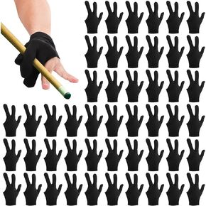 50 Pcs Billiard Gloves, 3 Finger Breathable Pool Gloves, Spandex Snooker Cue Sport Gloves, Elastic Pool Cue Gloves, Universal Billiard Accessory for Men Women, Fit for Left & Right Hand