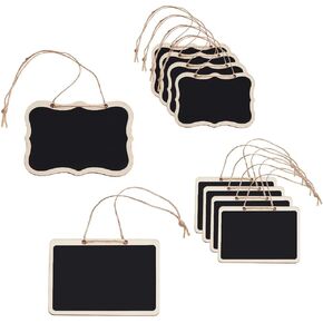2 Styles Blackboard Slate Decanter Tag, 10pcs Mini Wooden Chalkboard Signs Custom Liquor Decanter Labels with Hanging String Message Board Tags for Weddings Place Cards Wine Bottle Whiskey