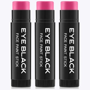 3Pcs Pink Eye Black Stick, Anti-Glare Under Eye Black Sports Grease Stick for Baseball Softball Soccer Lacrosse Hockey Athletes Sports Training, Water-Proof Eye Black Stick for Athletes (Hot Pink)