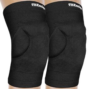 Volleyball Knee Pad for Men Women, Anti-collision and Non-Slip Knee Protector, 2cm EVA Pads Knee Pads for Basketball Football Wresting Gardening Kneeling House Cleaner Works, Black 1 Pair