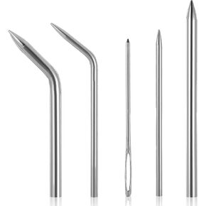 5 PCS Baseball Glove Lacing Needle, Stainless Steel Baseball Softball Glove Repair Kit, Leather Lacing Needle Old Hook and Loop Handle Catchers Mitt Repair Tool for Catcher's Glove
