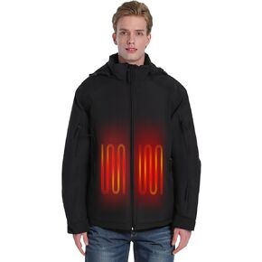 Heated Jacket for Men with 7.4V Battery Pack Included, Windproof Winter Outdoor Soft Shell Unsex Electric Heating Coat