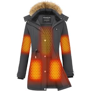 Graphene Women Heated Parka Jacket with 18400 mAh Battery Pack