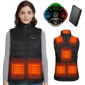 KOVNLO Womens Heated Vest with battery pack included, 4 in 1 Smart Controller, Lights-out Design, Lightweight Heating Vest
