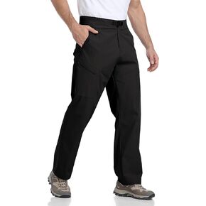 Men's Hiking Pants Waterproof Cargo Pants with Belt 4 Zippered Pockets Lightweight Quick Dry for Travel Camping