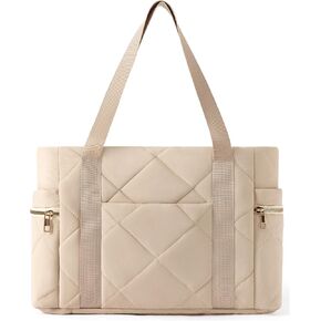 Tote bag for Women Puffer Shoulder Bag with Zipper Travel Quilted Nurse Bag Carry On Laptop Bag for Travel Work