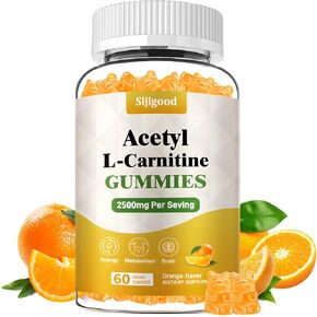 2 Pack Acetyl L-Carnitine Supplement 2500mg, Natural Nutrition Supplement for Boost Energy, Immunity & Metabolism, Vegan, Orange Flavor, 120 Count