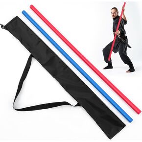 ShinyRelief 2 Pcs Foam Padded Sticks Martial Arts Foam Training Stick, Foam Padded Practice Bar with Carrying Bag for Safe Practice Training Martial Arts and Karate