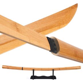 Swords Republic Handmade Bamboo Artwork Practice Swords Cosplay Prop Sword About 41 Inches Original Textures for Anime,Suitable for Cosplay, Decoration, Collection, Stage Performance and Gift