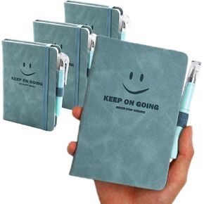 3 Pcs Pocket Notebooks with Pens,Smiley Journal,Hardcover Small Mini Notebooks with Pens for Work,Classic Notebook