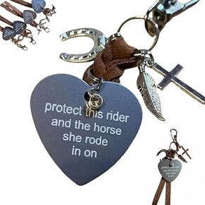 Protect This Rider And The Horse She Rode In On-Saddle Charm, Saddle Heart Charm, Equestrian Riding Gift,Horse Lovers Gifts (She)