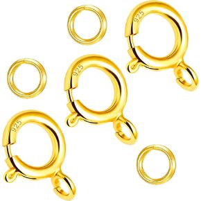 Spring Clasps Sterling Silver with Open Jump Rings Gold Necklace Clasps and Closures for Jewelry making,Made in Italy