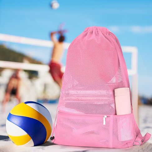 NATURAL STYLE Large Mesh Swim Beach Bag, Mesh Drawstring Gym Bag for Athletic Gym Sports Gear Workout Storge Beach Swiming in Saudi Arabia
