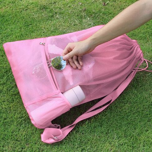 NATURAL STYLE Large Mesh Swim Beach Bag, Mesh Drawstring Gym Bag for Athletic Gym Sports Gear Workout Storge Beach Swiming in Saudi Arabia