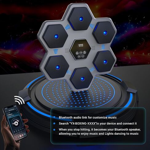 2024 Music Boxing Machine,Wall Mounted Smart Bluetooth Music Boxing Trainer,Workout Punching Equipment for Adults Kids,Perfect for Home,Indoor and Gym,Grey in Saudi Arabia